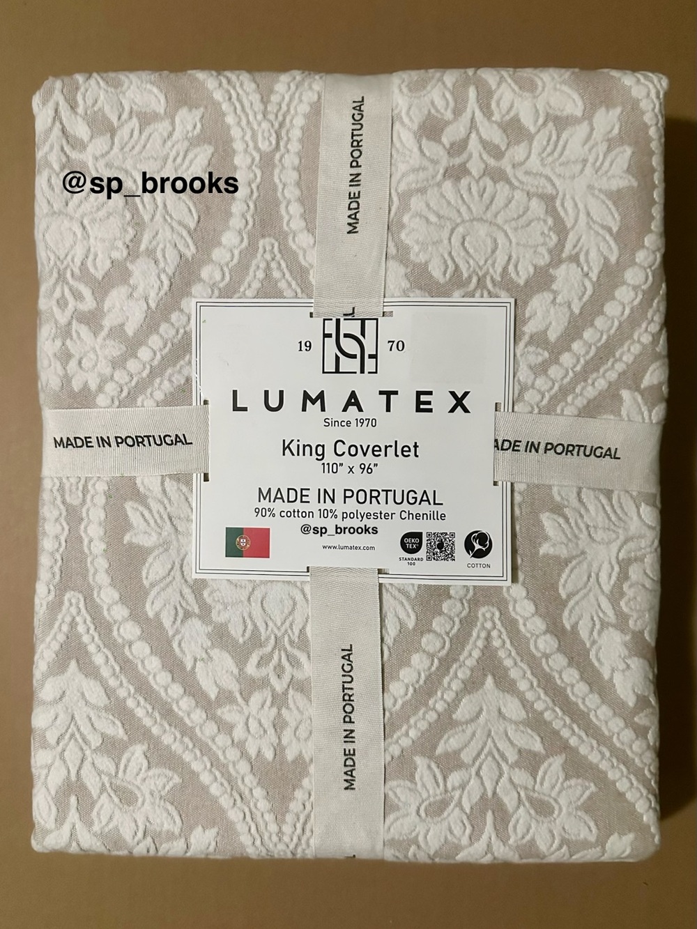 🎁Lumatex Coverlet -King Damask Textured Coverlet Cotton Polyester Chenille Blend